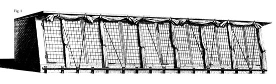 To aid in winter gardening, canvas curtains were used for nightime insulation in this eighteenth-century Dutch Greenhouse. The Dutch also used double-paned glass to help control heat loss.